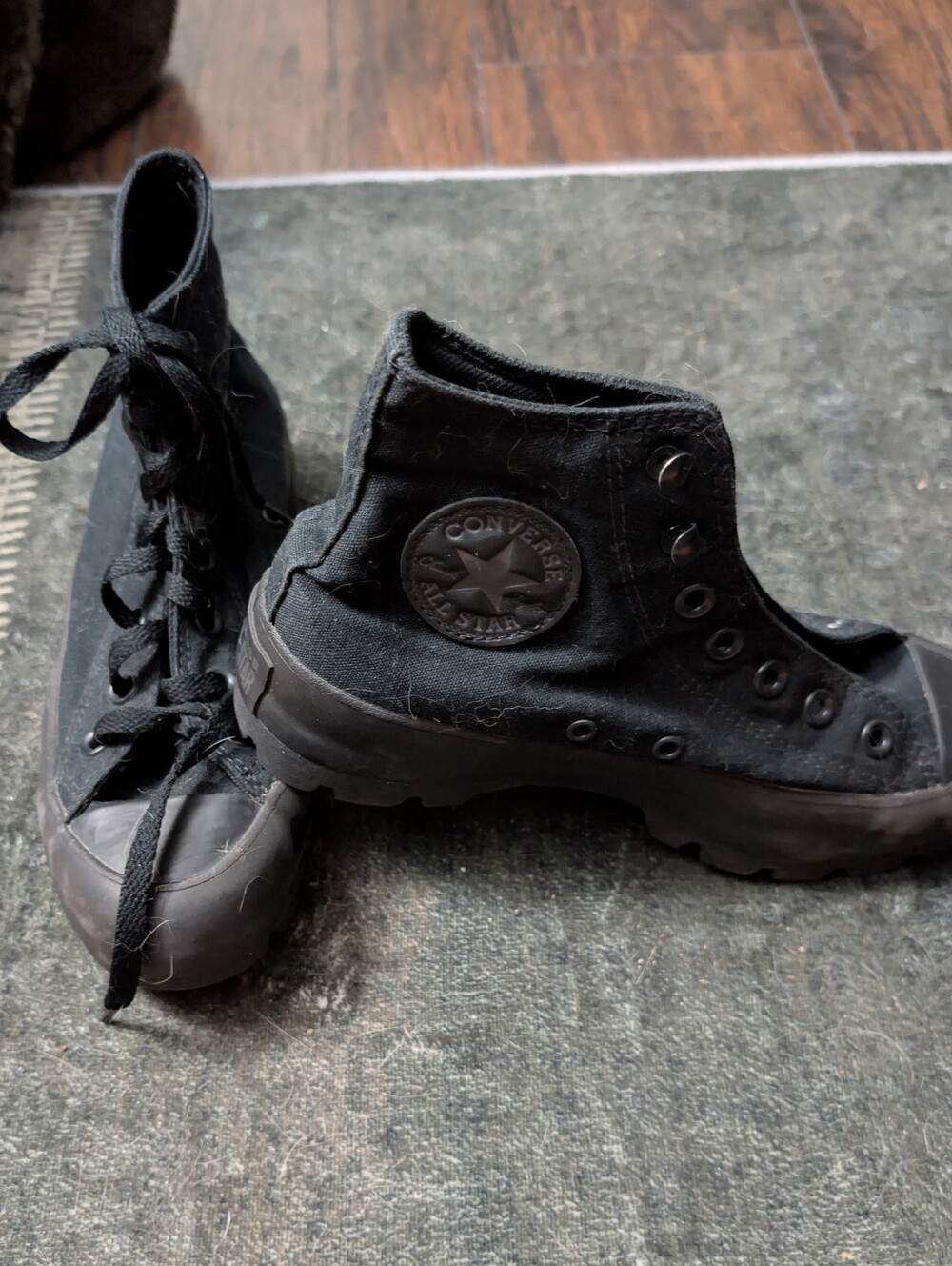 Converse Black High-Top Canvas Lug-Sole Sneakers
